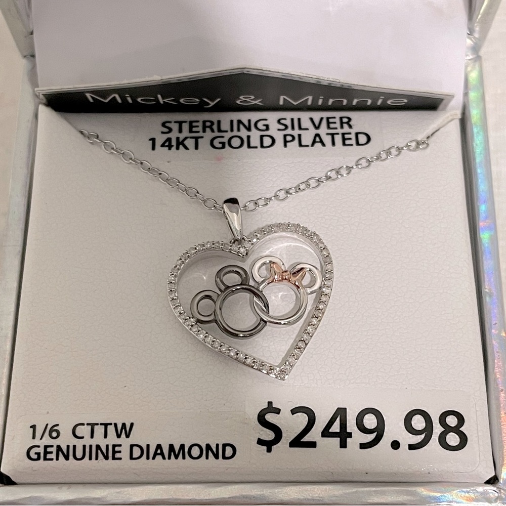 Disney Jewels Collection Mickey and Minnie Necklace, New with Tags